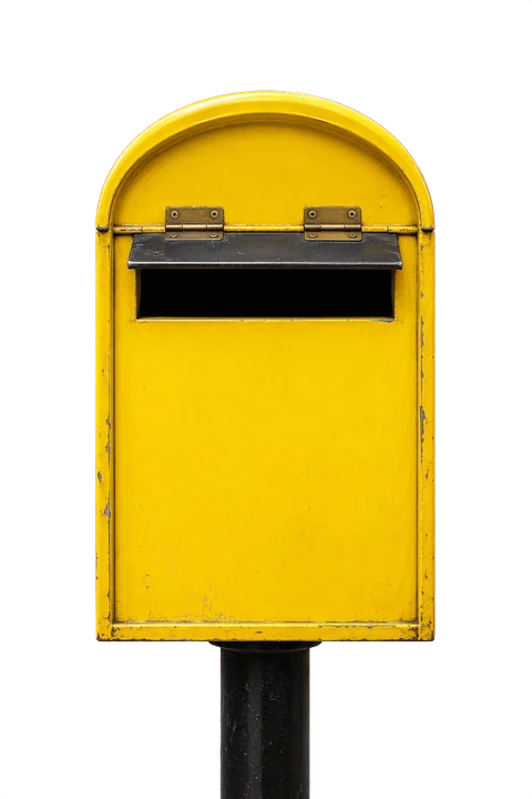 A yellow mailbox